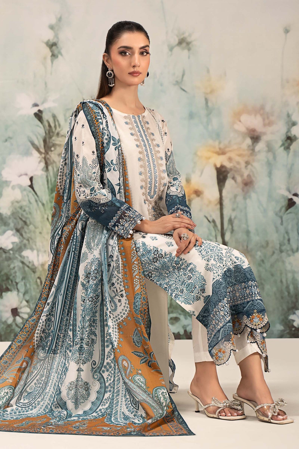 Maria B | Casual Pret 25 | DW-EF25-14 -  Maria B Ladies Clothes - Original Designer Dress - House of Maryam