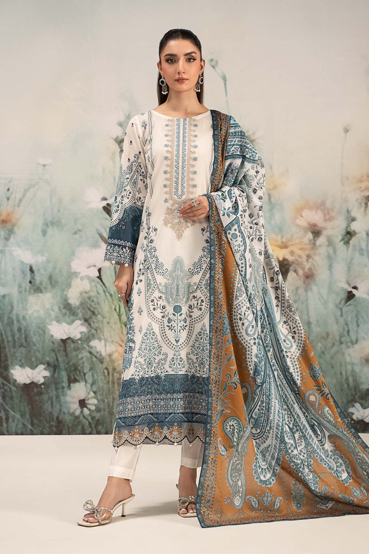 Maria B | Casual Pret 25 | DW-EF25-14 -  Maria B Ladies Clothes - Original Designer Dress - House of Maryam