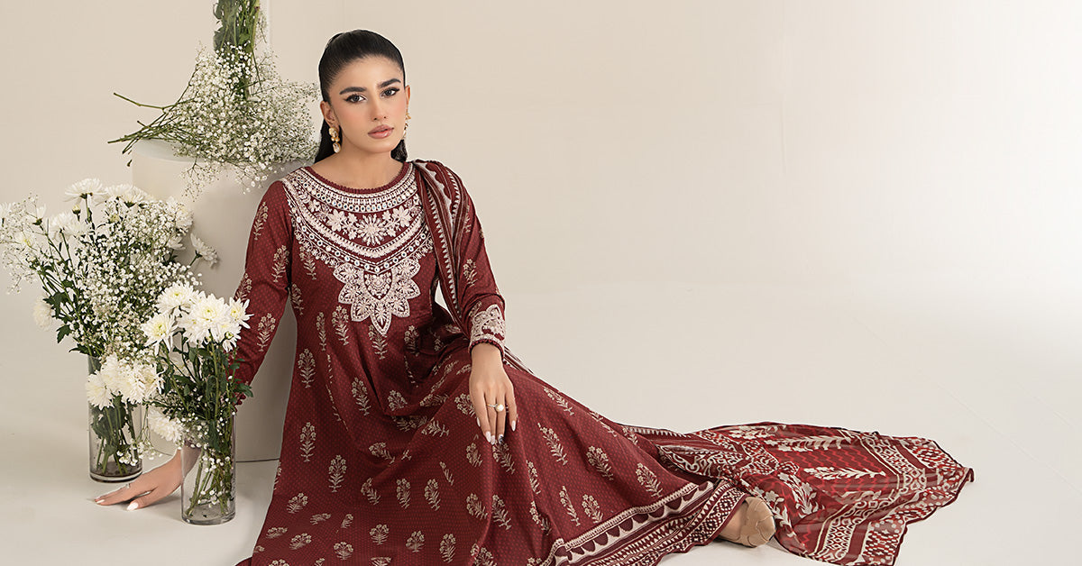 Maria B | Casual Pret 25 | DW-EF25-22 -  Maria B Ladies Clothes - Original Designer Dress - House of Maryam