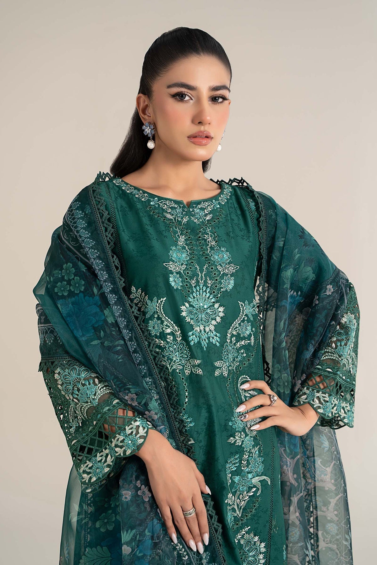 Maria B | Casual Pret 25 | DW-EF25-47 -  Maria B Ladies Clothes - Original Designer Dress - House of Maryam