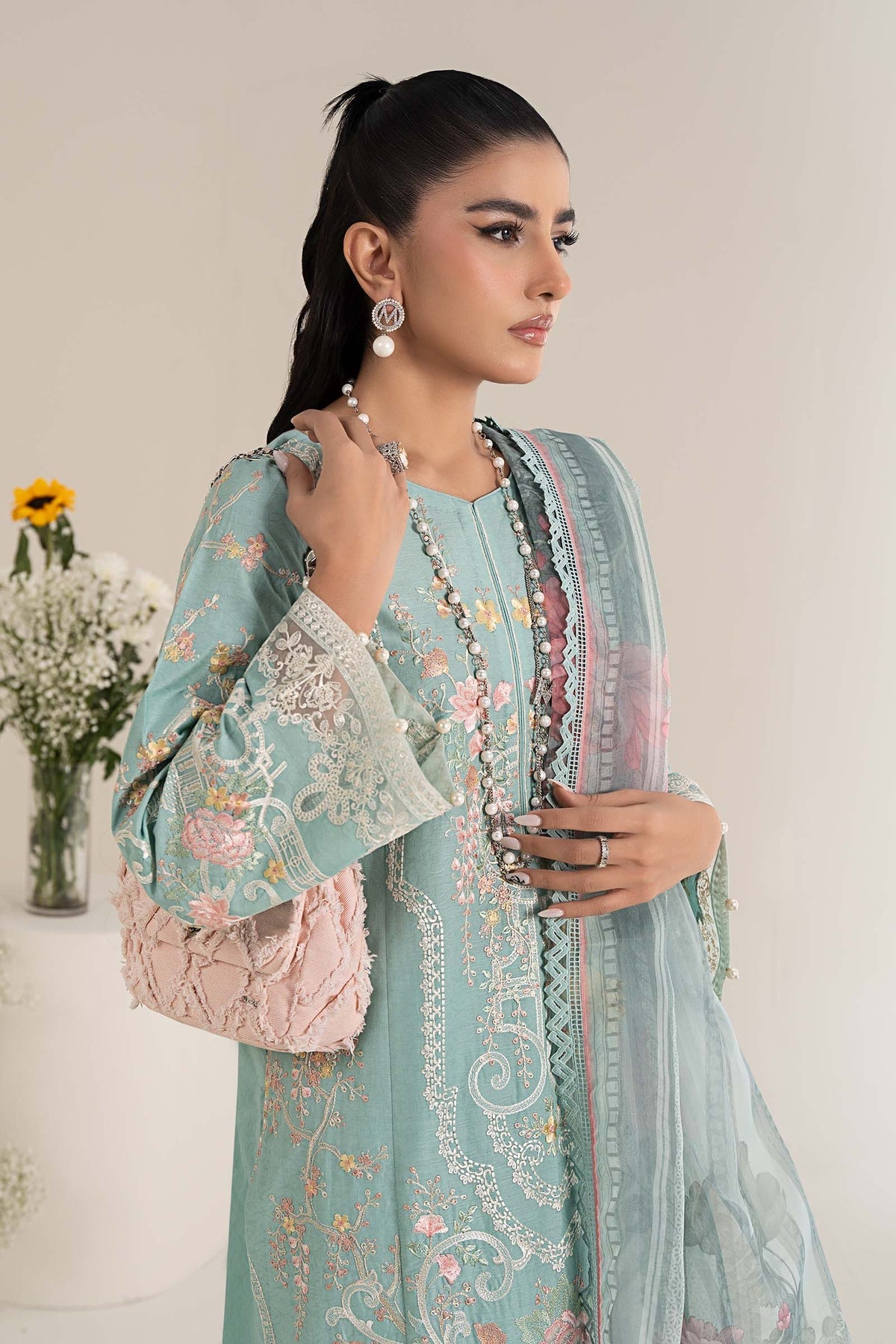 Maria B | Casual Pret 25 | DW-EF25-49 -  Maria B Ladies Clothes - Original Designer Dress - House of Maryam