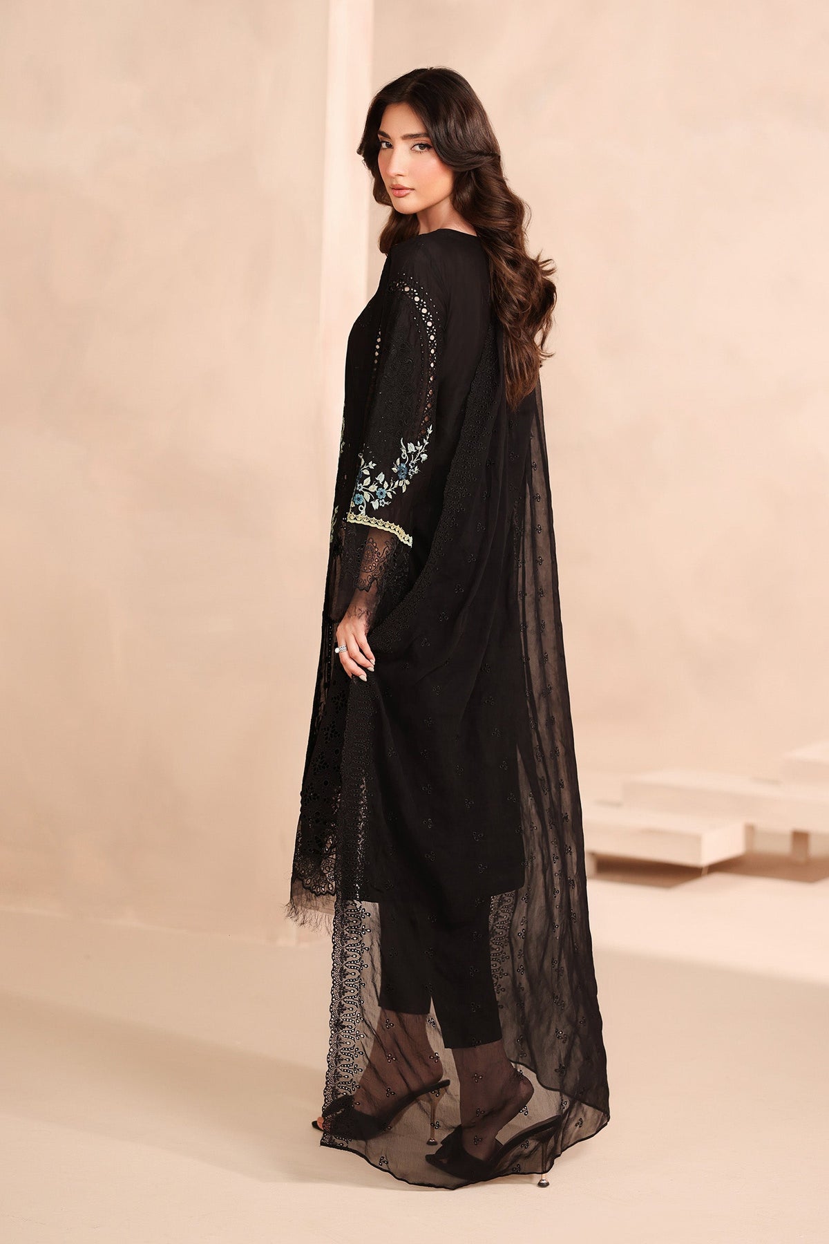 Maria B | Pre Fall Dresses | 3 Piece Embroidered Lawn Suit Black, image 2