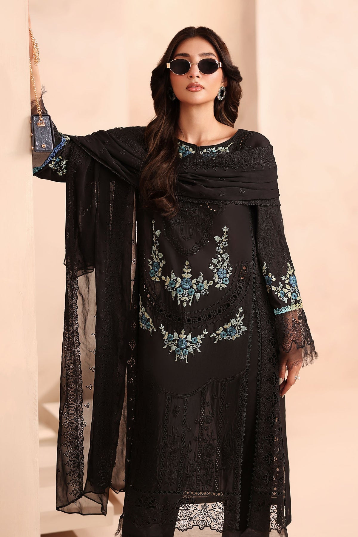 Maria B | Pre Fall Dresses | 3 Piece Embroidered Lawn Suit Black, image 4
