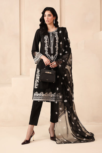 Maria B | Pre Fall Dresses | 3 Piece Embroidered Dobby Suit Black3