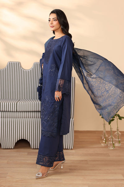 Maria B | Pre Fall Dresses | 3 Piece Embroidered Dobby Suit Navy Blue