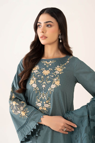 Maria B | Pre Fall Dresses | 3 Piece Embroidered Dobby Suit Teal