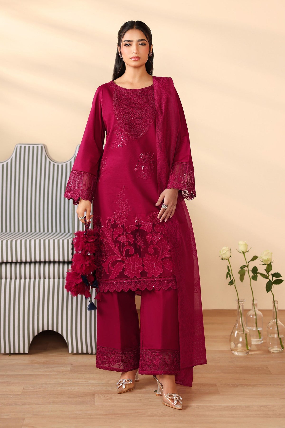 Maria B | Luxury Winter Pret 25 | DW-PF25-07-Maroon