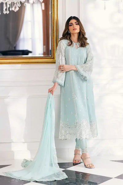 Azure | Embroidered Ensembles 23 | Daisy Charm -  Azure Formal - Original Designer Dress - House of Maryam