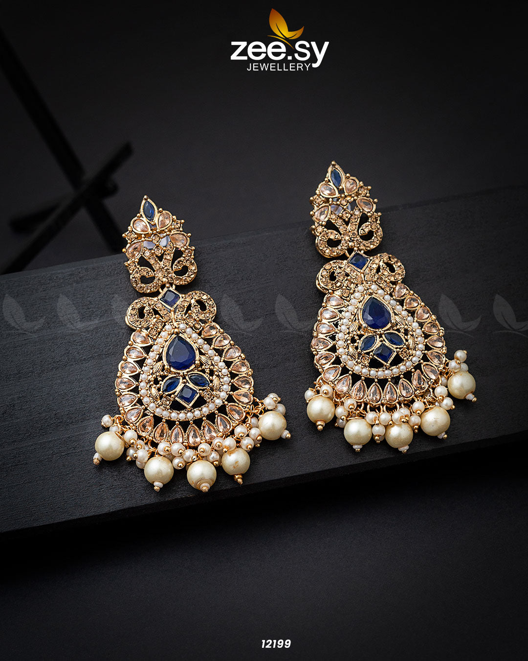 Dilnaz Jhumka -  Zeesy Earrings - Original Designer Dress - House of Maryam
