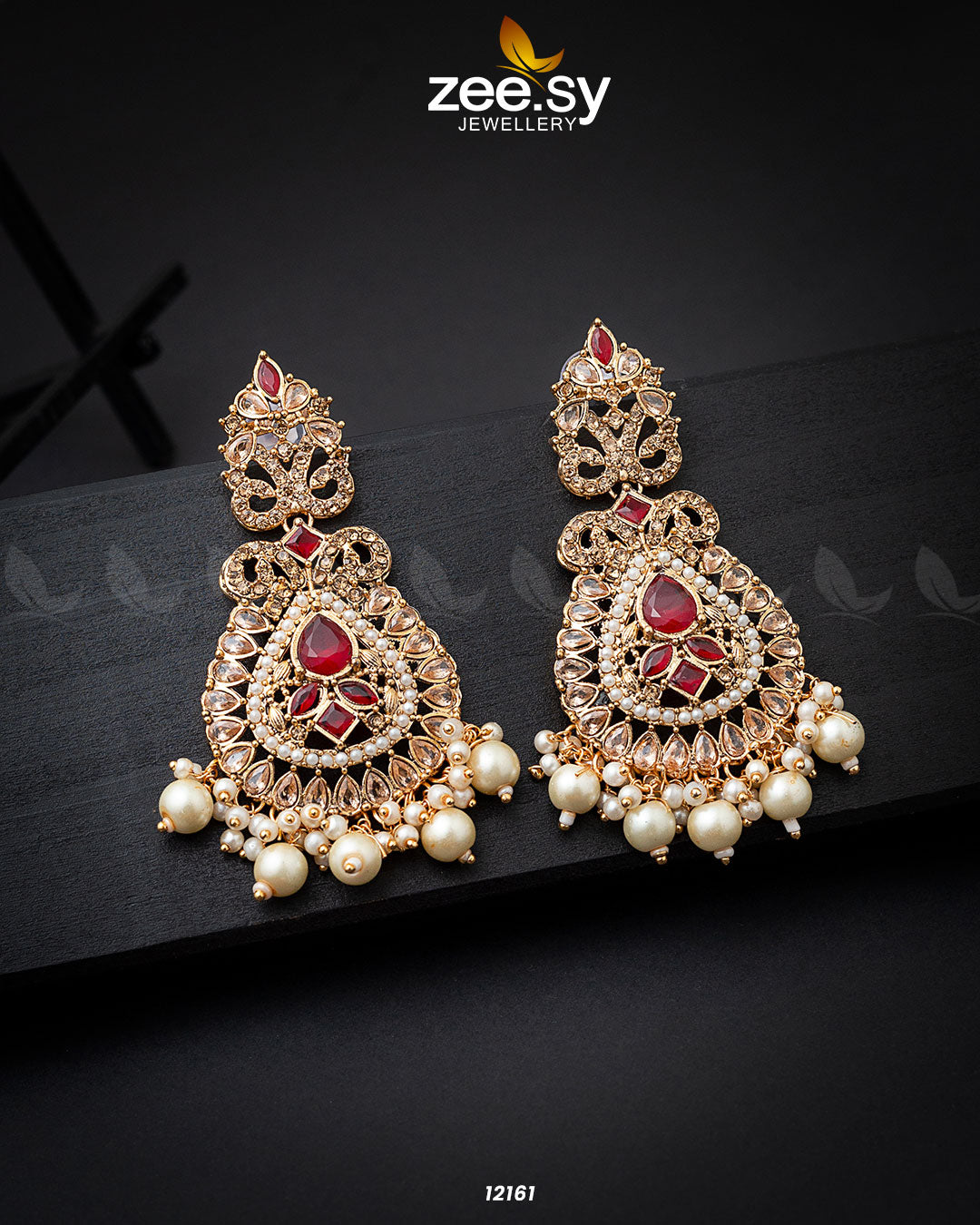 Dilnaz Jhumka -  Zeesy Earrings - Original Designer Dress - House of Maryam
