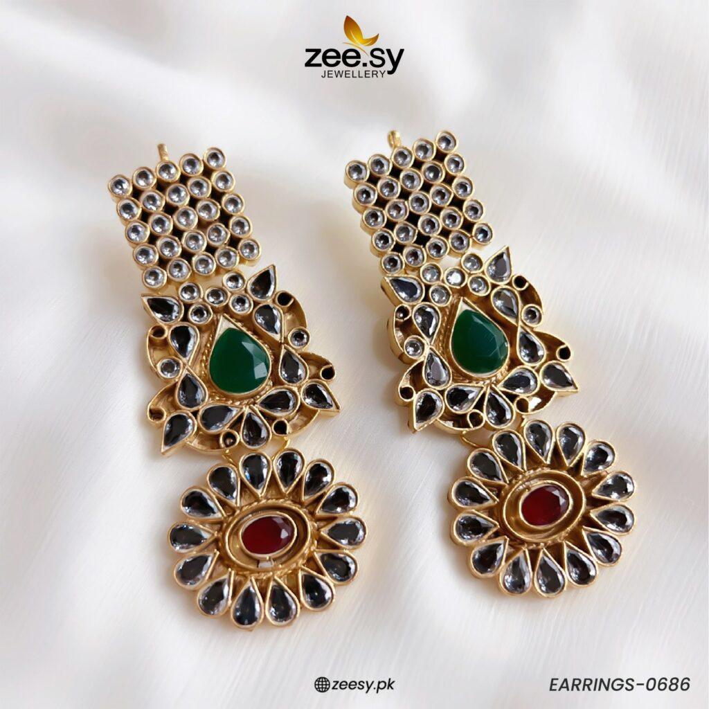 Earrings-0686 -  Zeesy Earrings - Original Designer Dress - House of Maryam