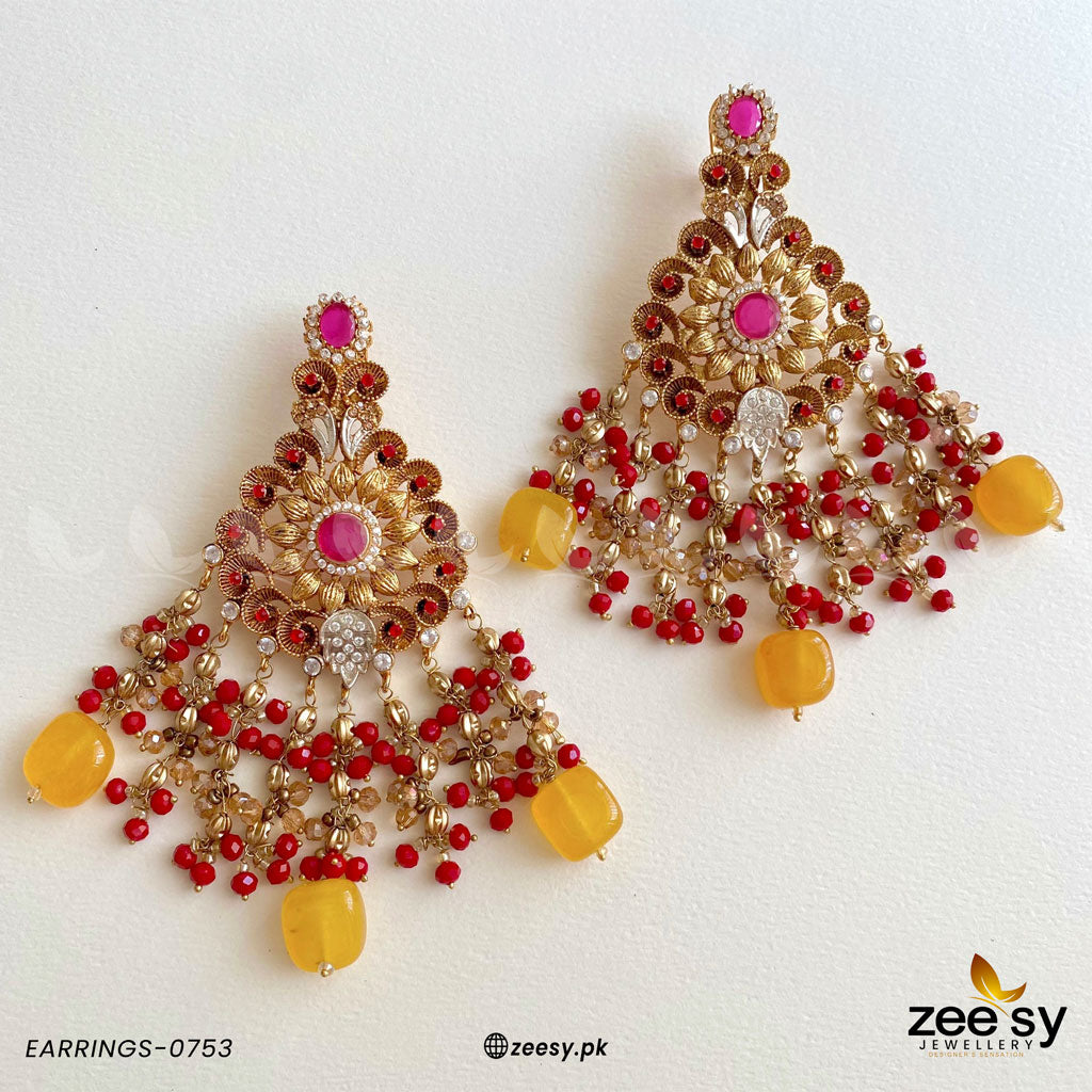 EARRINGS 0753 red yellow