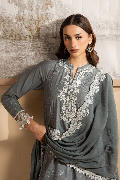 Cross Stitch | Exclusive Pret | Soft Graphite-3PC (Shirt, Trouser & Dupatta)