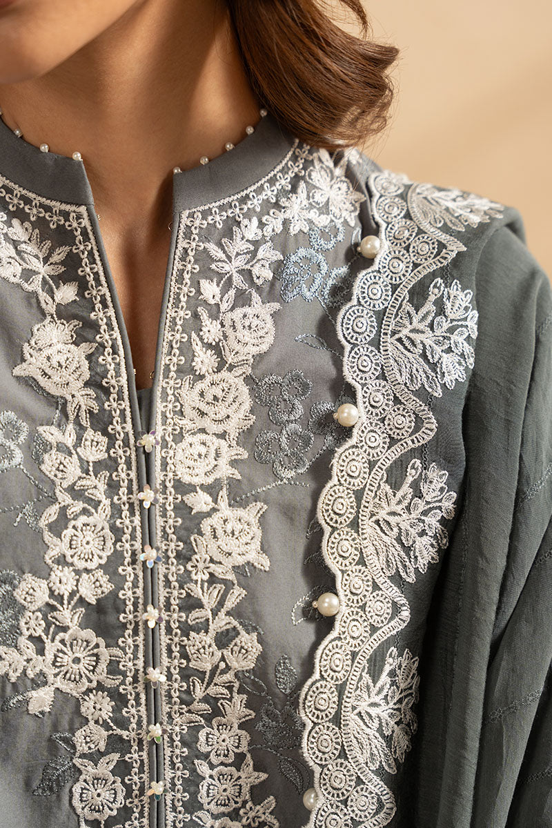Cross Stitch | Exclusive Pret | Soft Graphite-3PC (Shirt, Trouser & Dupatta)-2