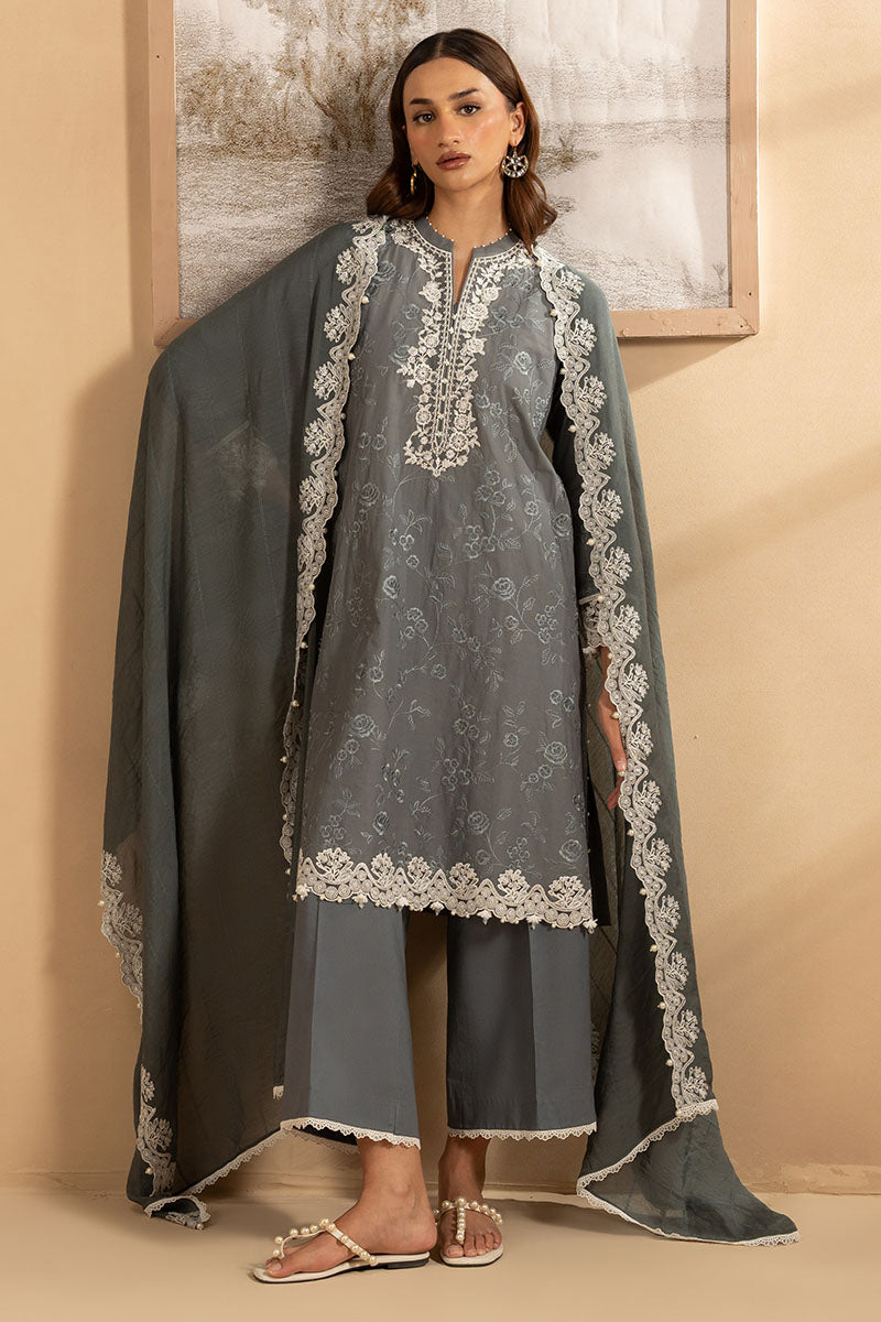 Cross Stitch | Exclusive Pret | Soft Graphite-3PC (Shirt, Trouser & Dupatta)-5