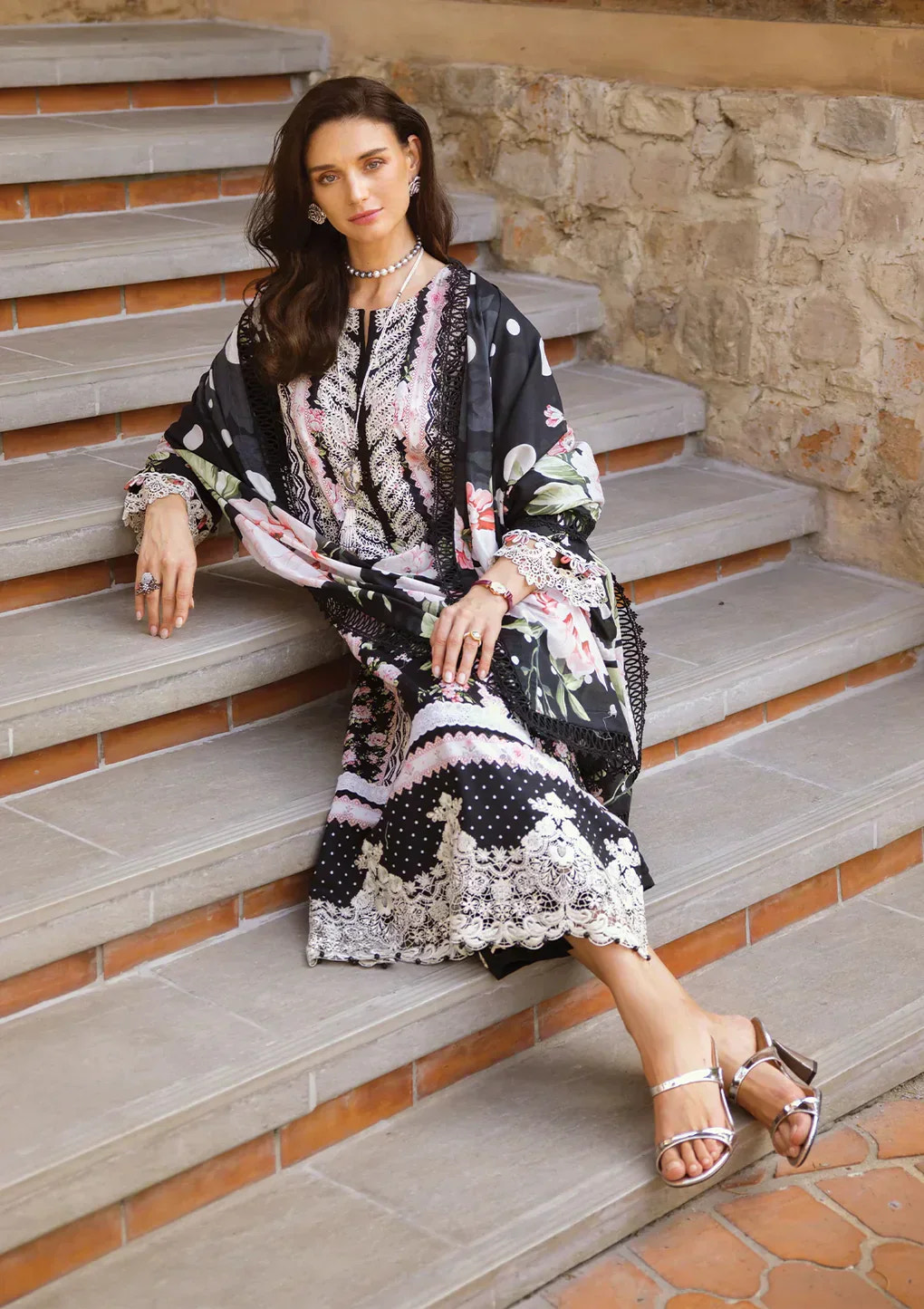 Elaf Premium | Print Chikankari 24 | ECT-05B WILD FLOWER -  Elaf Premium Luxury - Original Designer Dress - House of Maryam