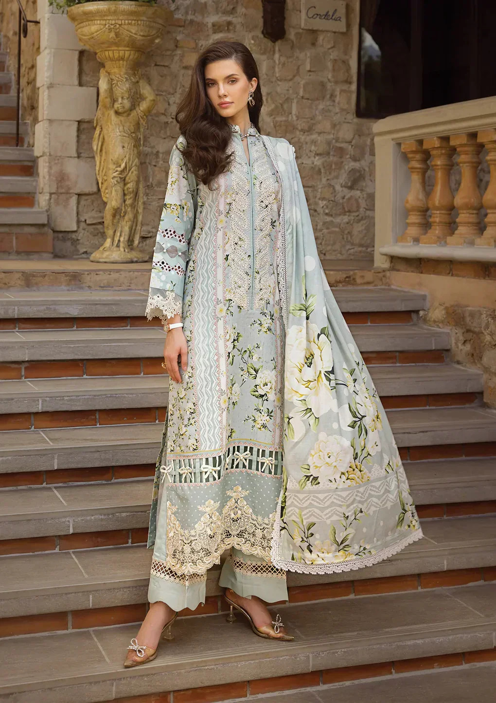 Elaf Premium | Print Chikankari 24 | ECT-05A WATERLILLY -  Elaf Premium Luxury - Original Designer Dress - House of Maryam