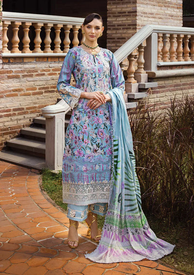 Elaf Premium | Print Chikankari 24 | ECT-03A OCEAN BLUE -  Elaf Premium Luxury - Original Designer Dress - House of Maryam