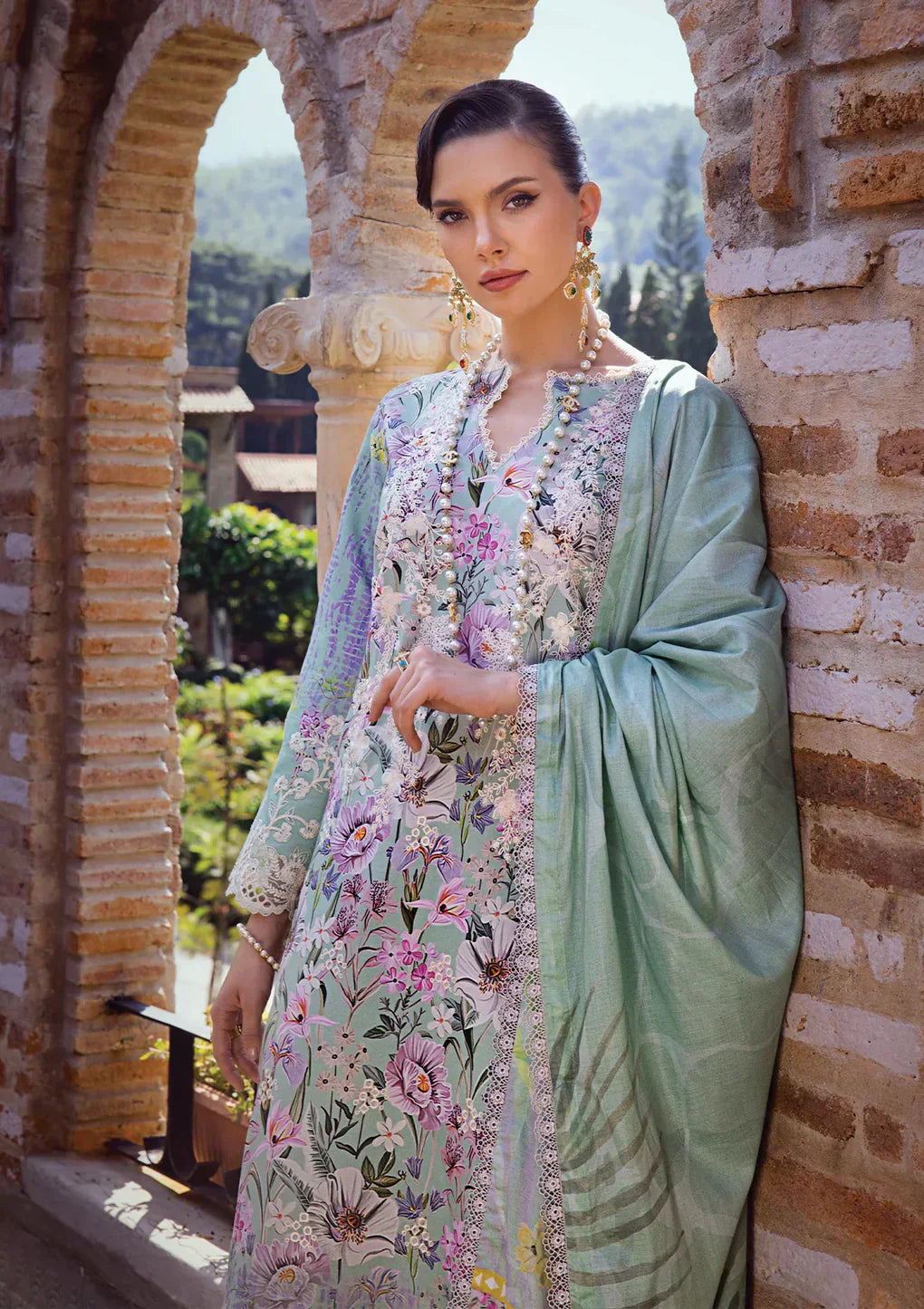 Elaf Premium | Print Chikankari 24 | ECT-03B OAK MIST -  Elaf Premium Luxury - Original Designer Dress - House of Maryam