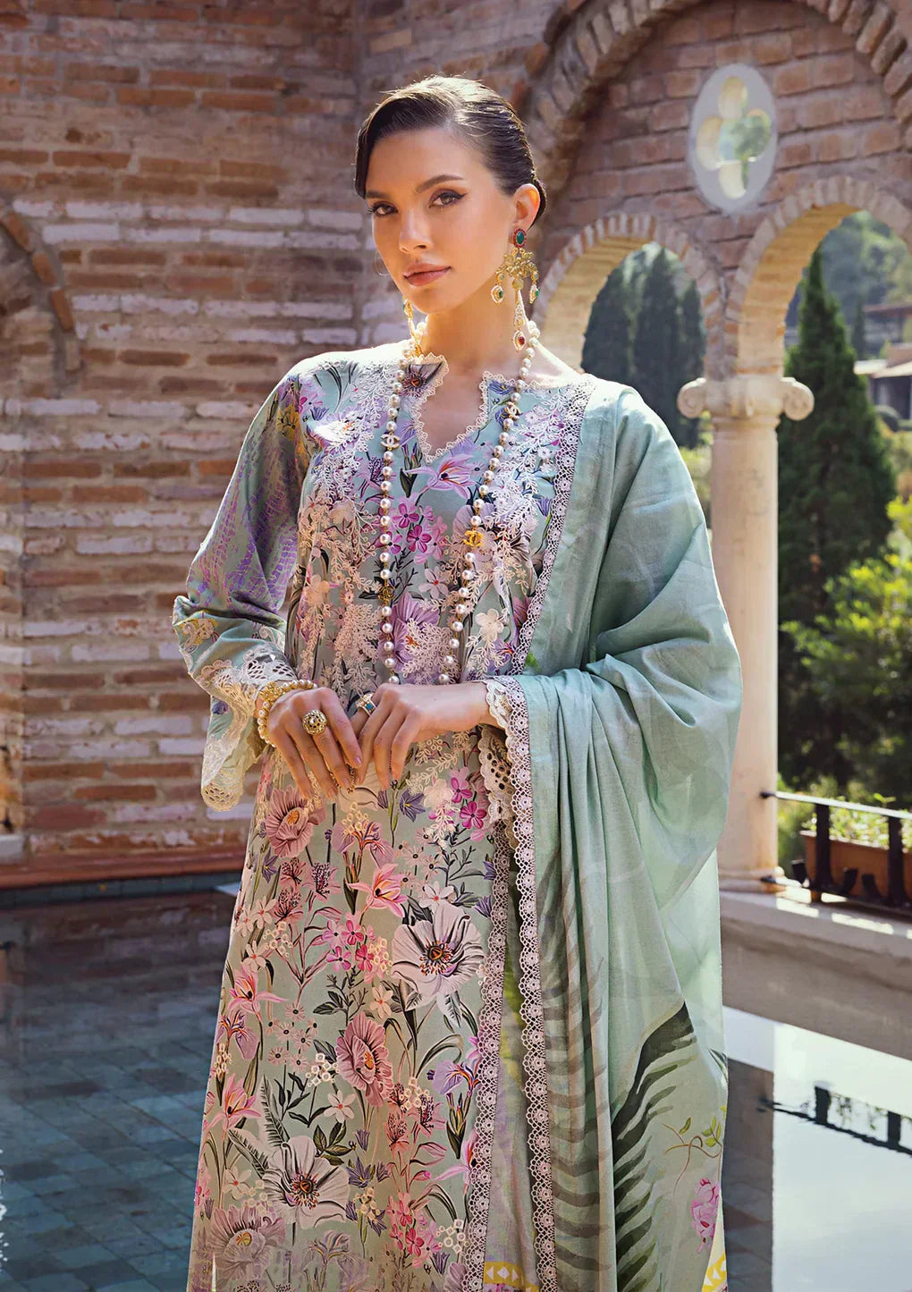 Elaf Premium | Print Chikankari 24 | ECT-03B OAK MIST -  Elaf Premium Luxury - Original Designer Dress - House of Maryam
