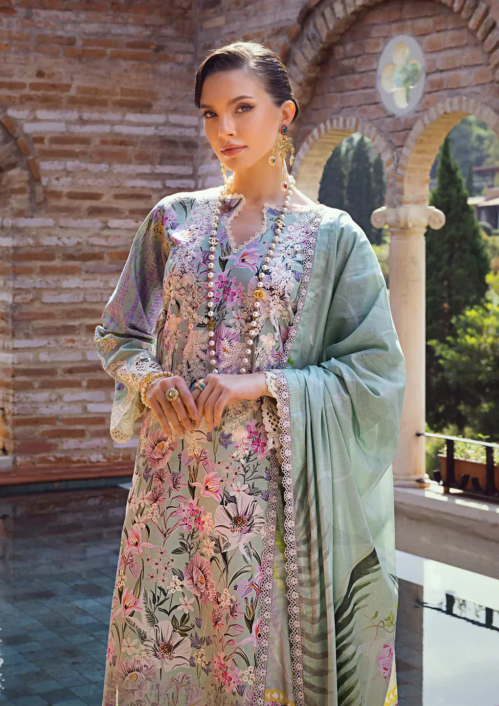 Elaf Premium | Print Chikankari 24 | ECT-03B OAK MIST -  Elaf Premium Luxury - Original Designer Dress - House of Maryam
