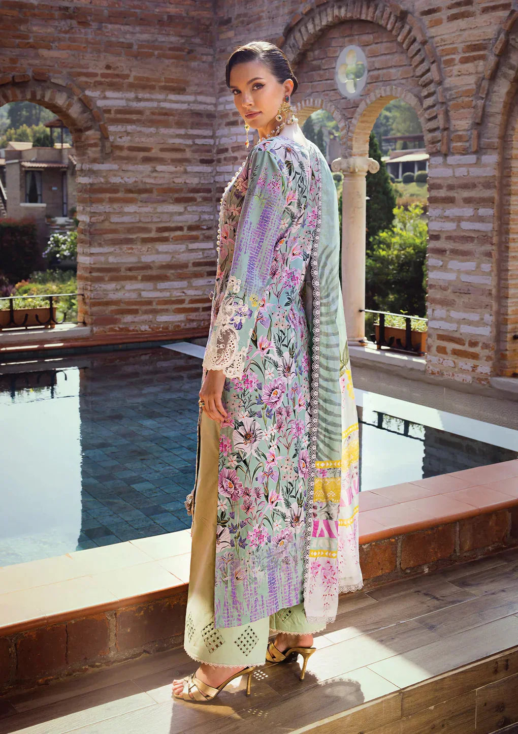 Elaf Premium | Print Chikankari 24 | ECT-03B OAK MIST -  Elaf Premium Luxury - Original Designer Dress - House of Maryam