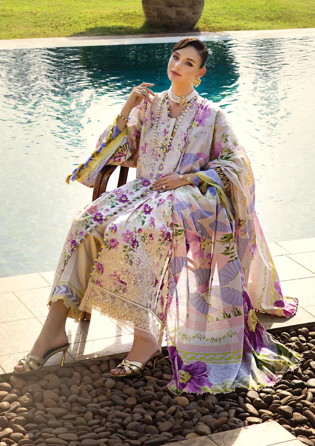 Elaf Premium | Print Chikankari 24 | ECT-06A RIVERDALE -  Elaf Premium Luxury - Original Designer Dress - House of Maryam