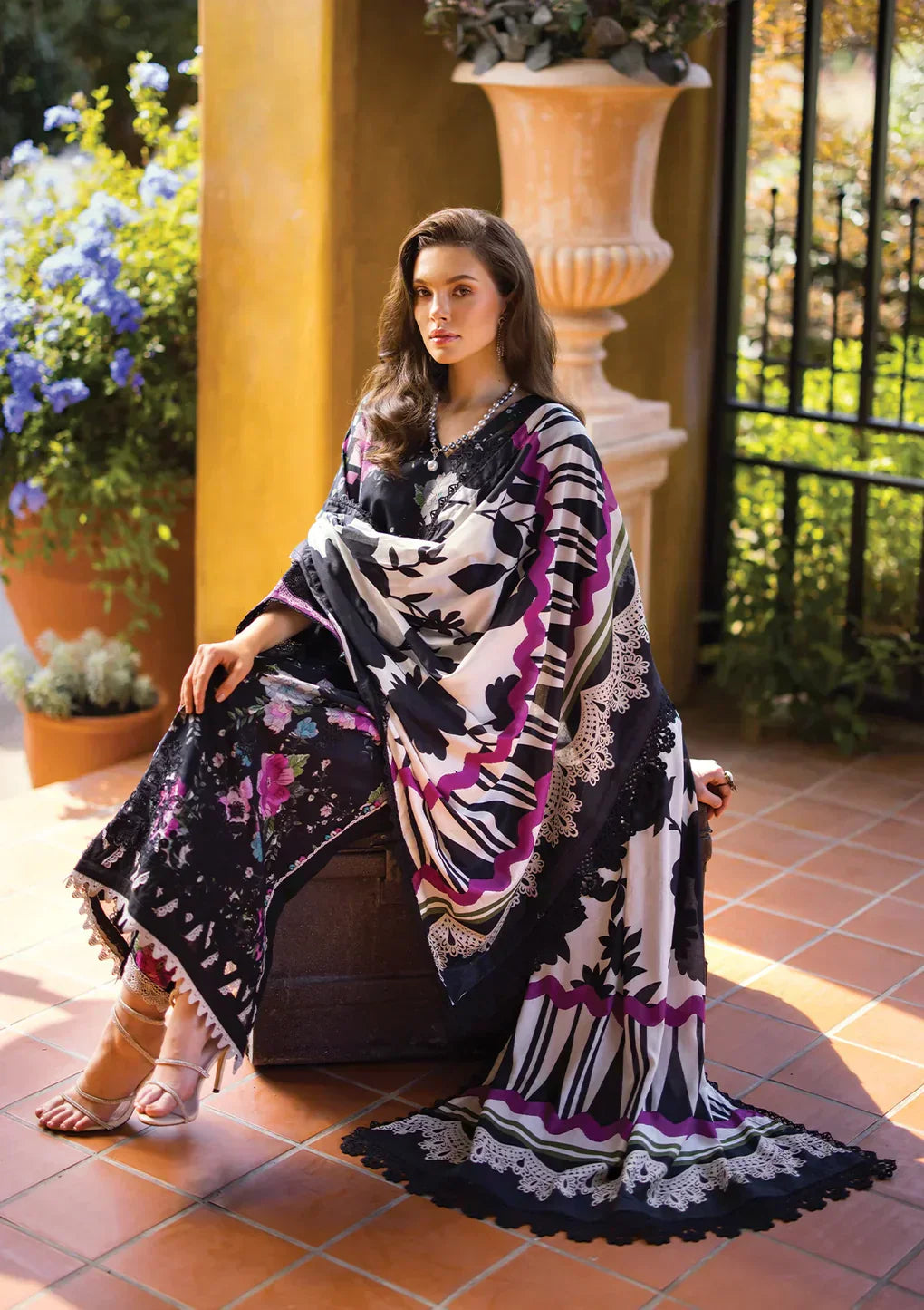 Elaf Premium | Print Chikankari 24 | ECT-02B DARIEN -  Elaf Premium Luxury - Original Designer Dress - House of Maryam