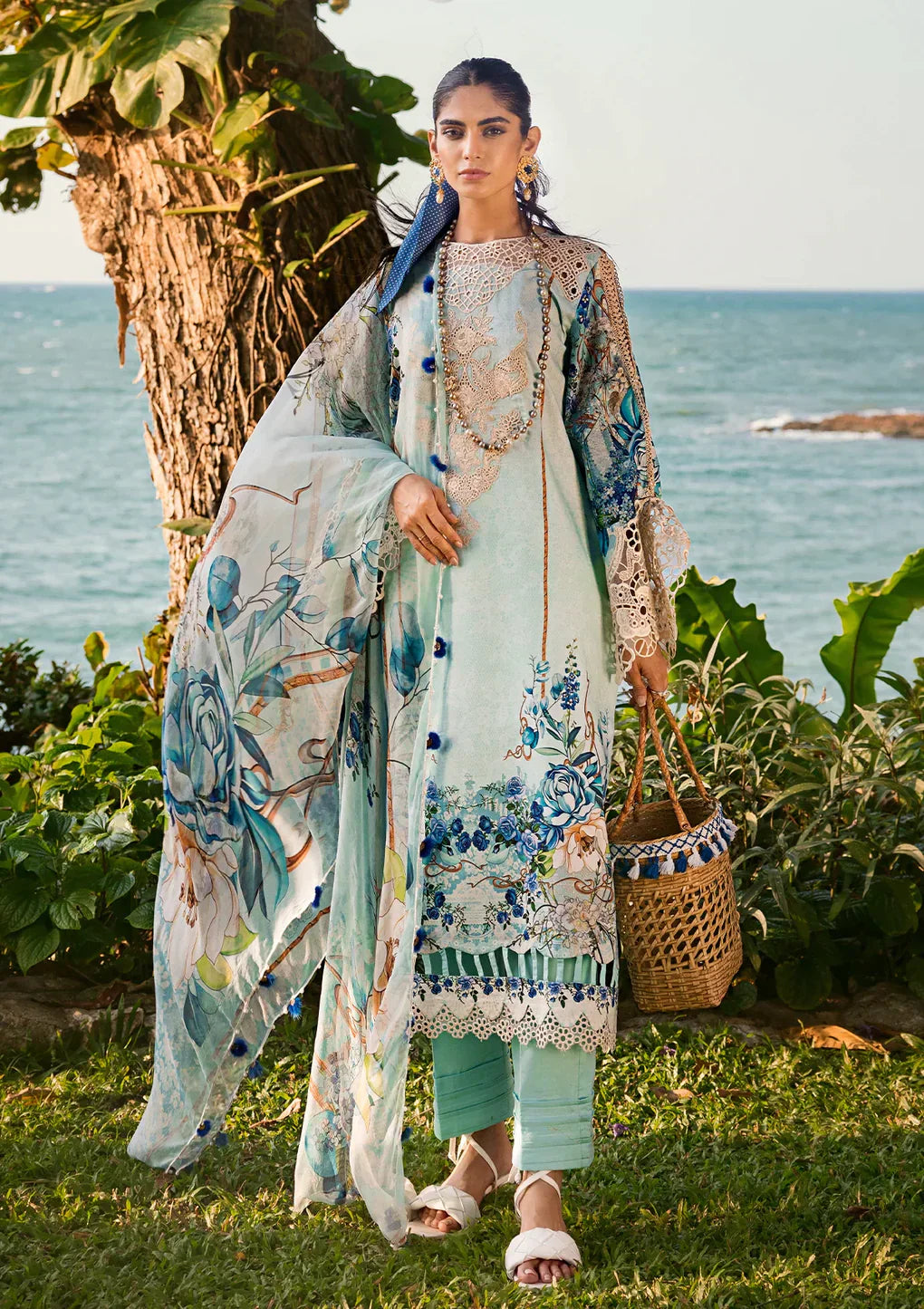 Elaf Premium | Signature Embroidered Lawn 24 | ESL-07B HEAVEN'S MIST -  Elaf Premium Luxury -  House of Maryam