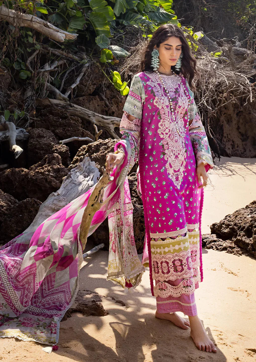 Elaf Premium | Signature Embroidered Lawn 24 | ESL-04B ENCHANTMENT -  Elaf Premium Luxury - Original Designer Dress - House of Maryam