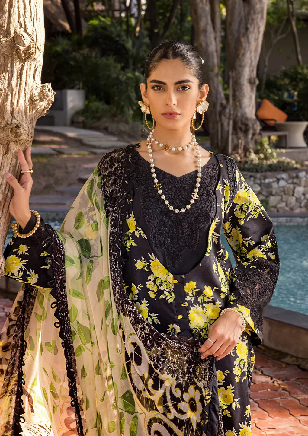 Elaf Premium | Signature Embroidered Lawn 24 | ESL-06A ECLIPSED DREAM -  Elaf Premium Luxury -  House of Maryam