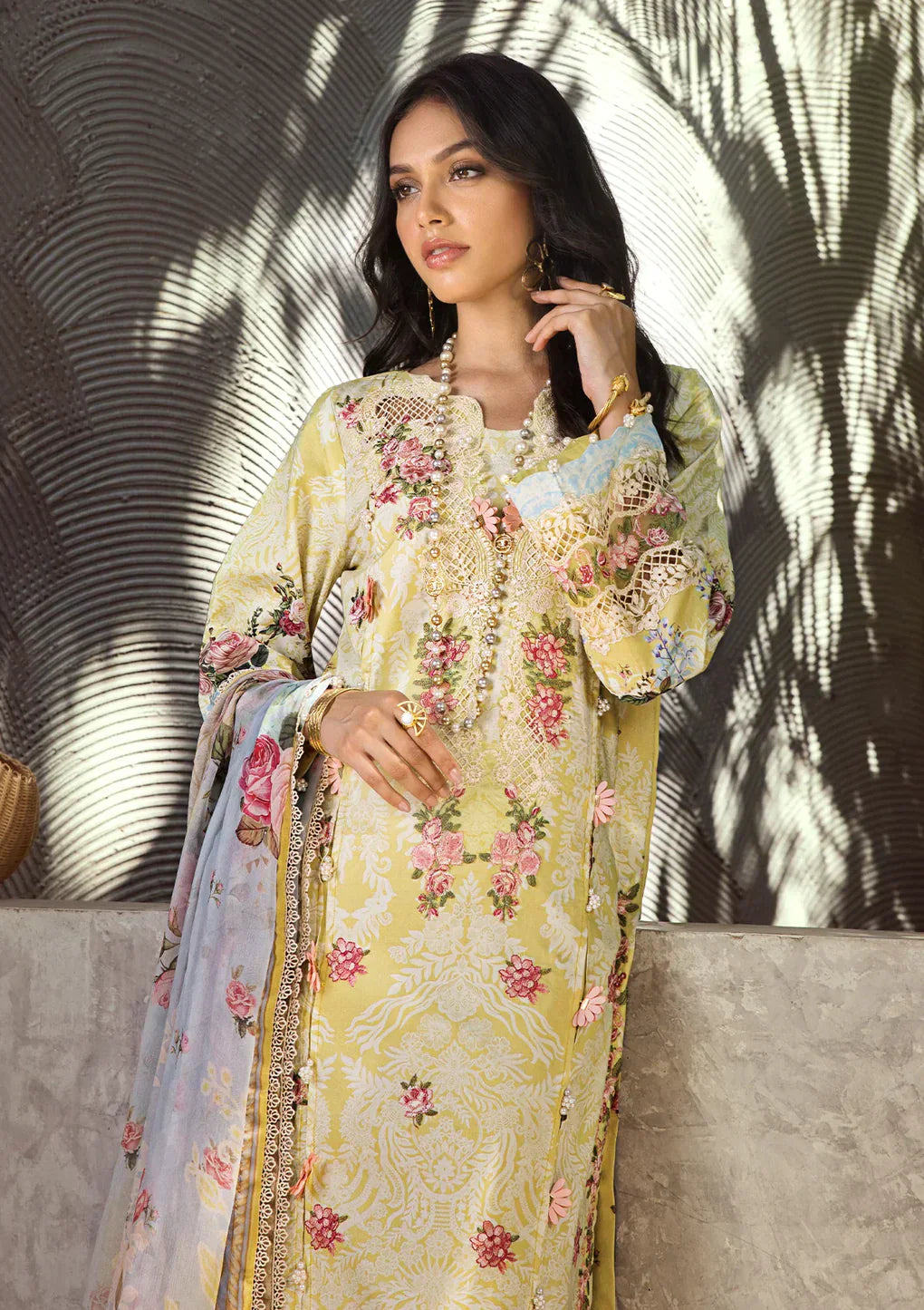 Elaf Premium | Signature Embroidered Lawn 24 | ESL-02A PIXIE DUST -  Elaf Premium Luxury -  House of Maryam