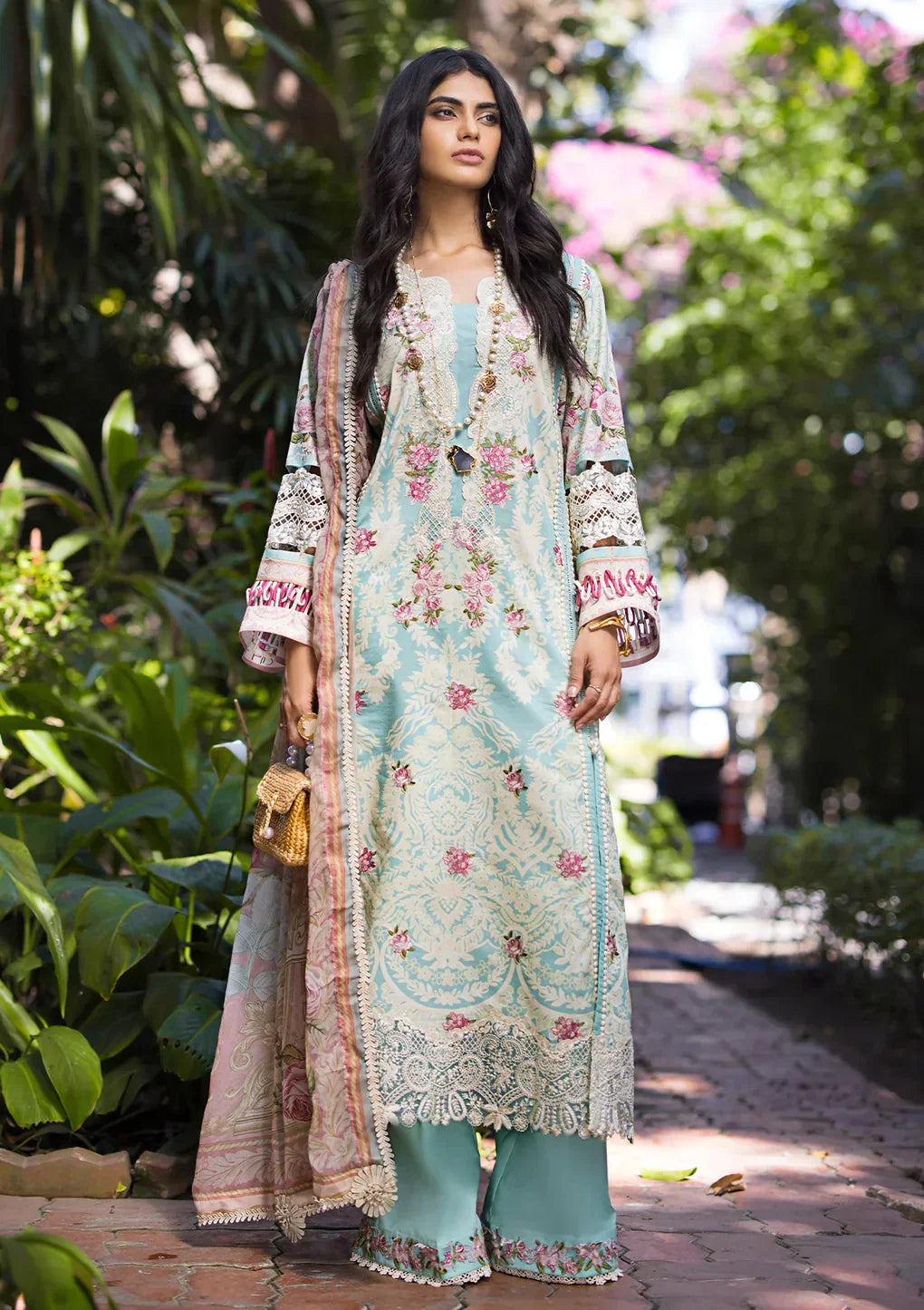 Elaf Premium | Signature Embroidered Lawn 24 | ESL-02B PEARLY ESSENCE -  Elaf Premium Luxury -  House of Maryam