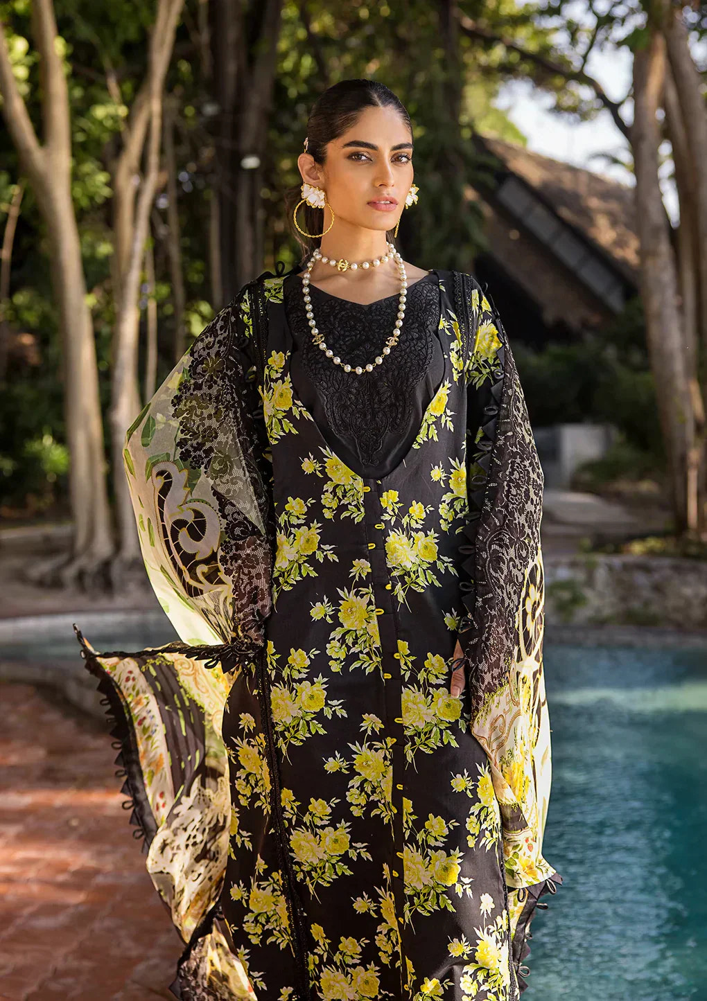 Elaf Premium | Signature Embroidered Lawn 24 | ESL-06A ECLIPSED DREAM -  Elaf Premium Luxury - Original Designer Dress - House of Maryam