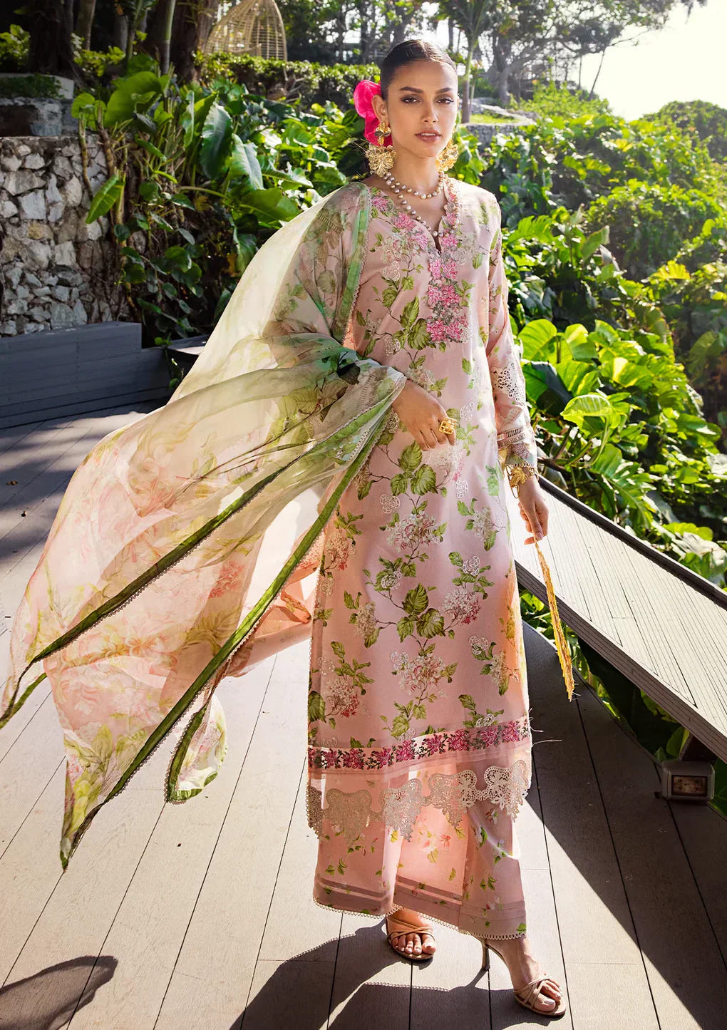 Elaf Premium | Signature Embroidered Lawn 24 | ESL-05B DELIGHT DRAPE -  Elaf Premium Luxury - Original Designer Dress - House of Maryam