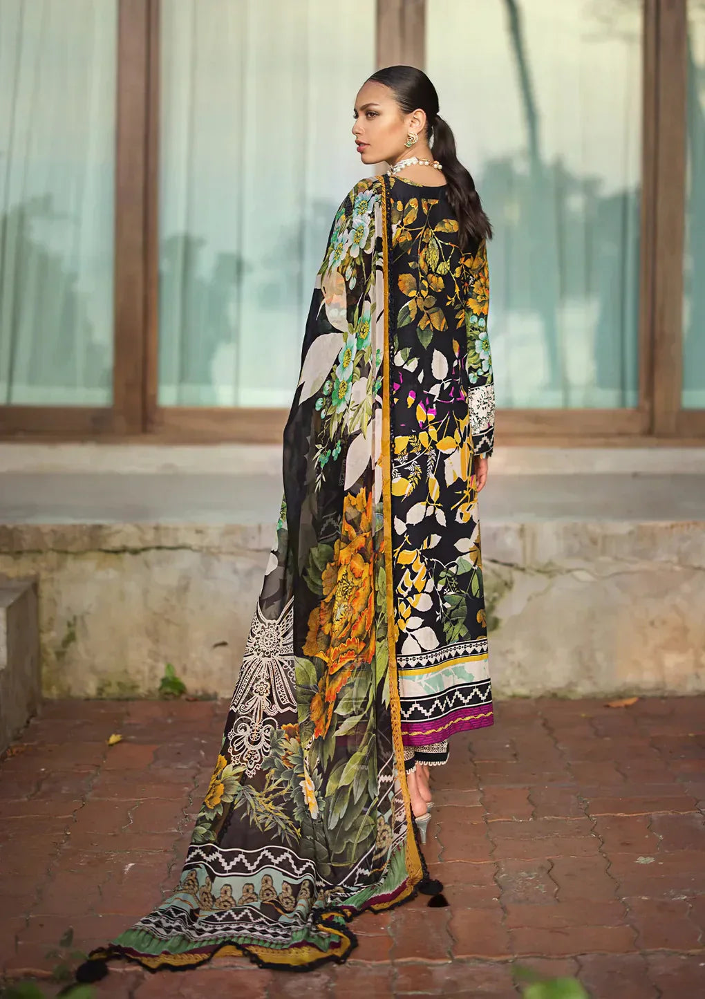 Elaf Premium | Signature Embroidered Lawn 24 | ESL-08B NIGHTFALL -  Elaf Premium Luxury -  House of Maryam