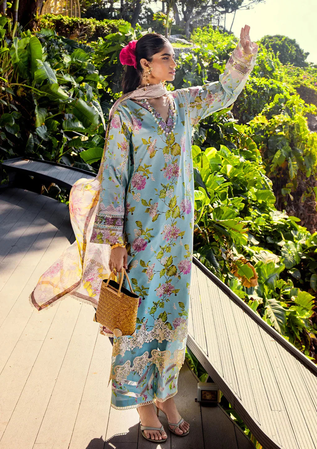 Elaf Premium | Signature Embroidered Lawn 24 | ESL-05A STARLIT HARMONY -  Elaf Premium Luxury - Original Designer Dress - House of Maryam