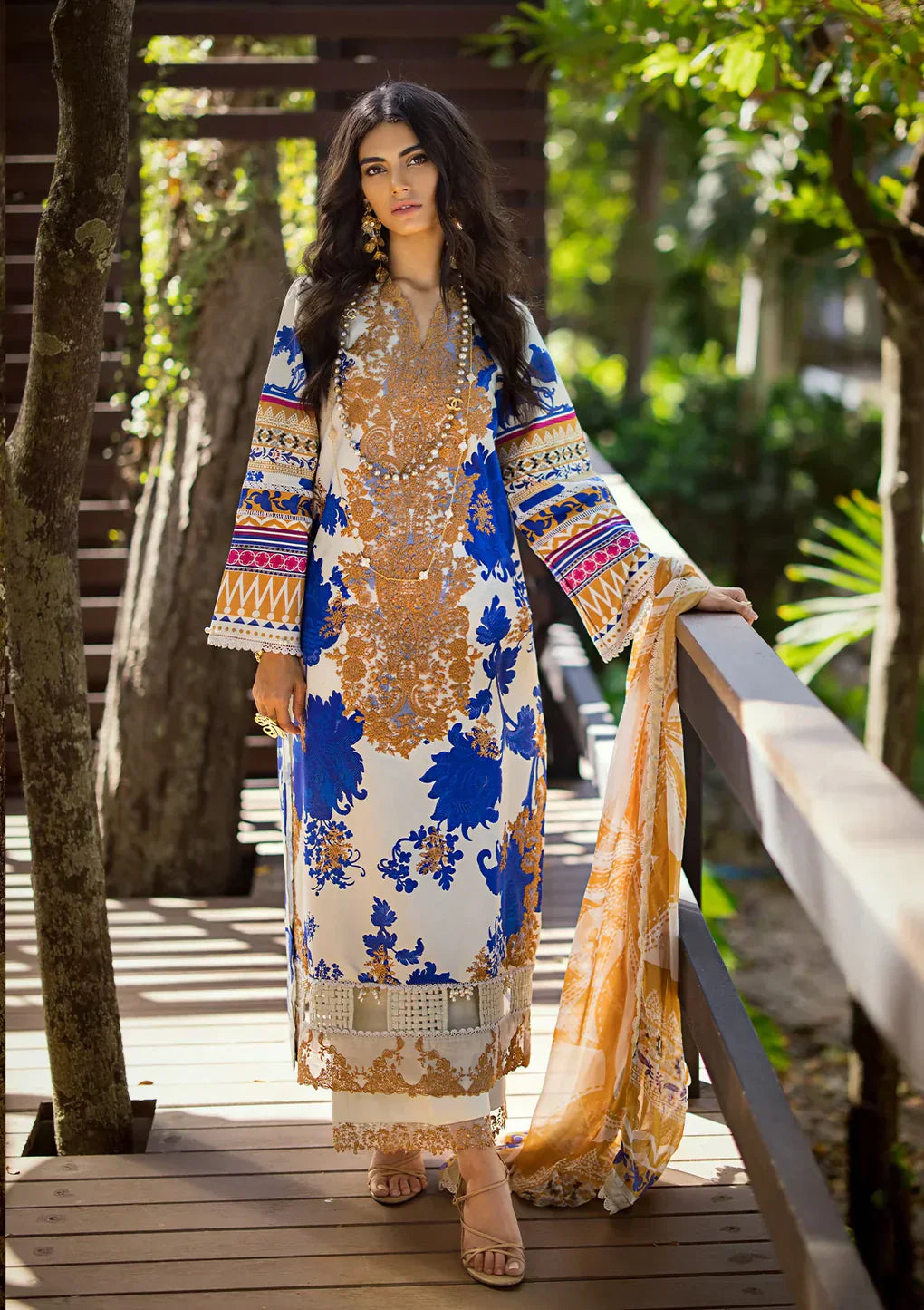 Elaf Premium | Signature Embroidered Lawn 24 | ESL-01A OPRAH