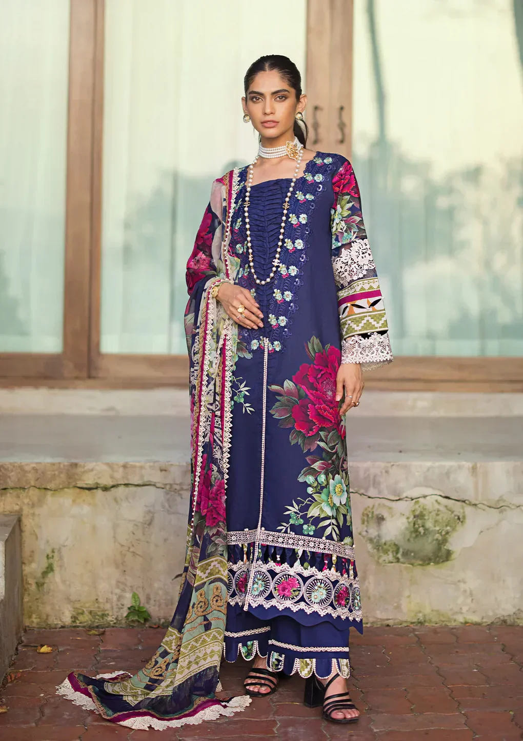 Elaf Premium | Signature Embroidered Lawn 24 | ESL-08A SINCLAIR -  Elaf Premium Luxury - Original Designer Dress - House of Maryam