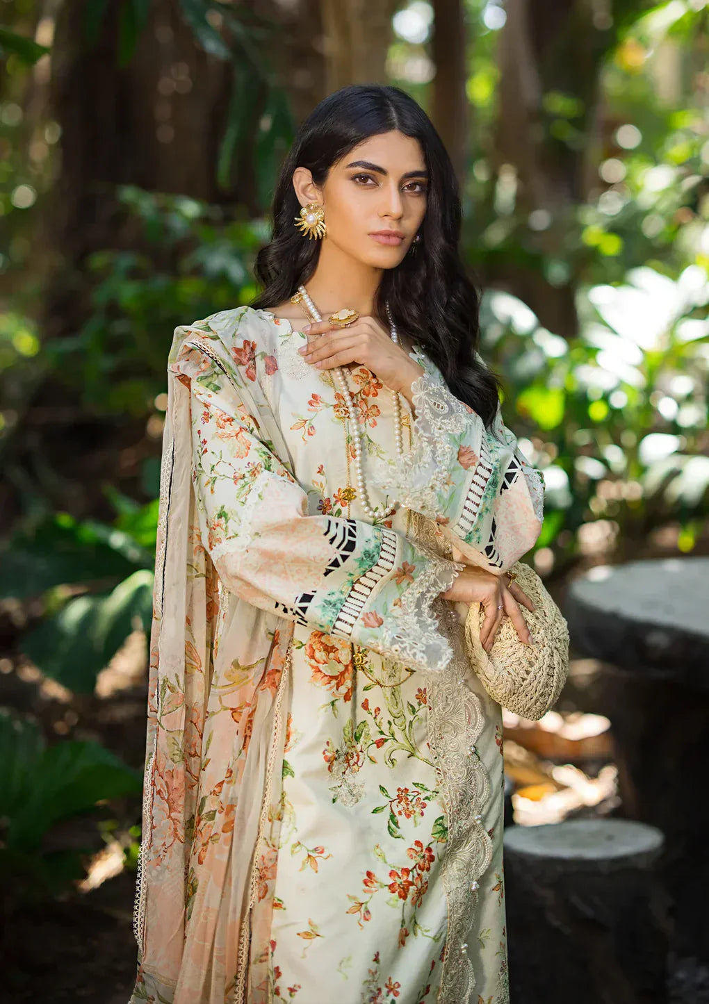 Elaf Premium | Signature Embroidered Lawn 24 | ESL-03A ANGELS BREATH