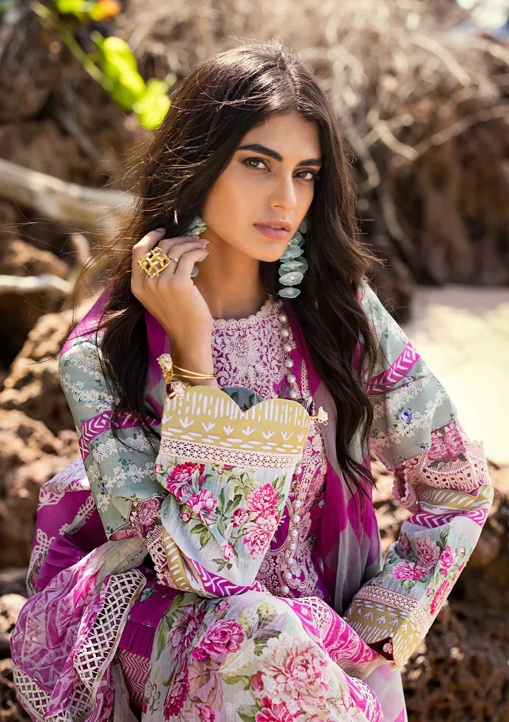 Elaf Premium | Signature Embroidered Lawn 24 | ESL-04B ENCHANTMENT -  Elaf Premium Luxury - Original Designer Dress - House of Maryam