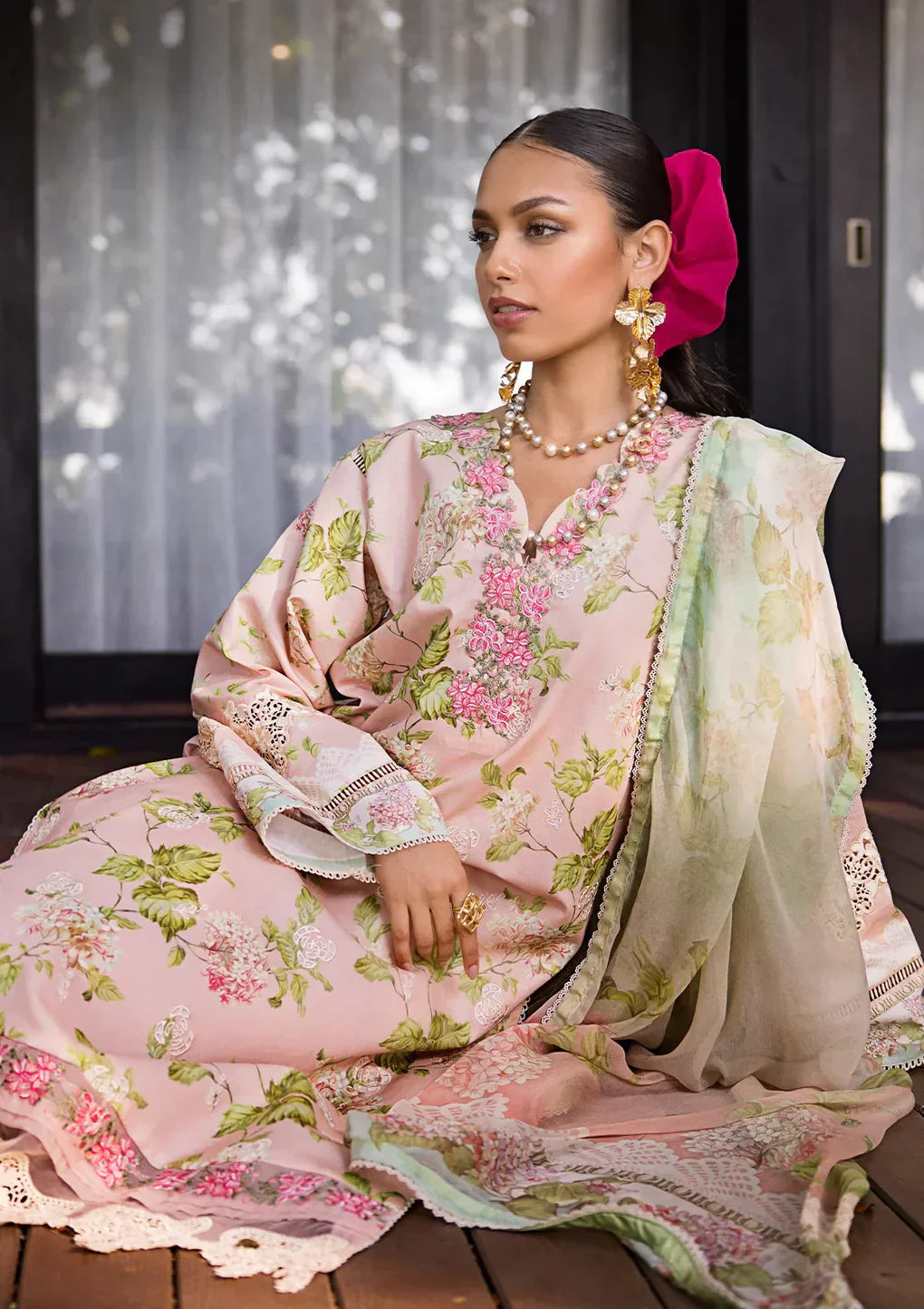 Elaf Premium | Signature Embroidered Lawn 24 | ESL-05B DELIGHT DRAPE