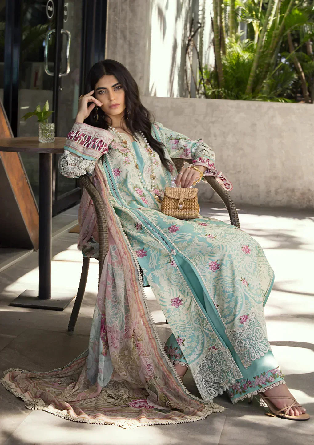 Elaf Premium | Signature Embroidered Lawn 24 | ESL-02B PEARLY ESSENCE -  Elaf Premium Luxury -  House of Maryam