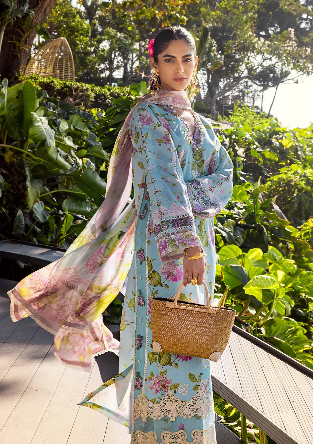 Elaf Premium | Signature Embroidered Lawn 24 | ESL-05A STARLIT HARMONY -  Elaf Premium Luxury -  House of Maryam