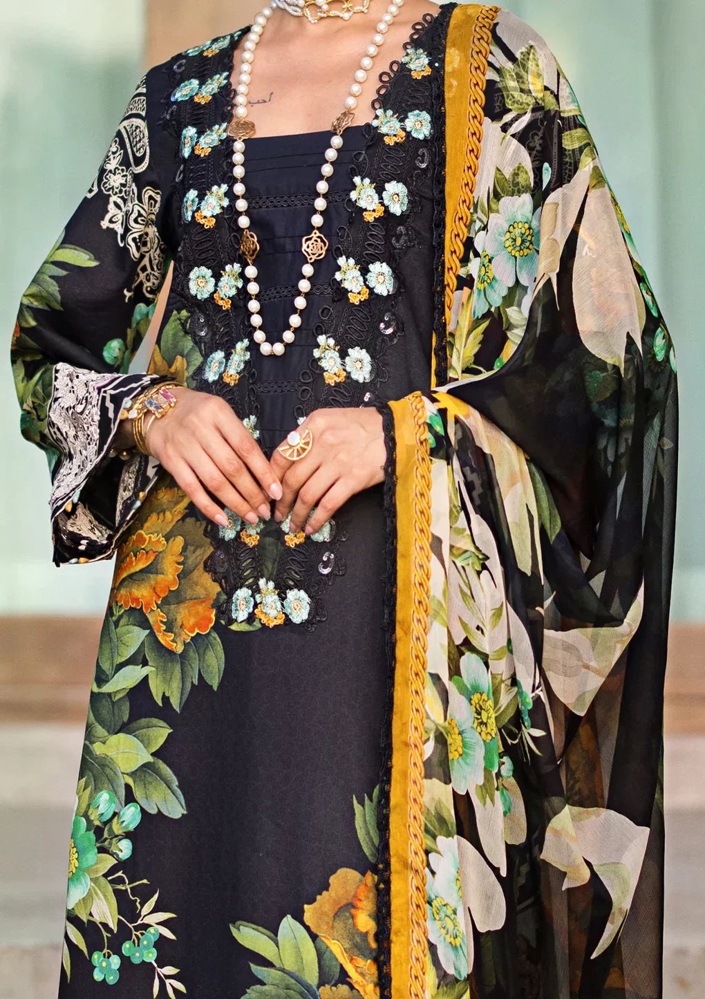 Elaf Premium | Signature Embroidered Lawn 24 | ESL-08B NIGHTFALL