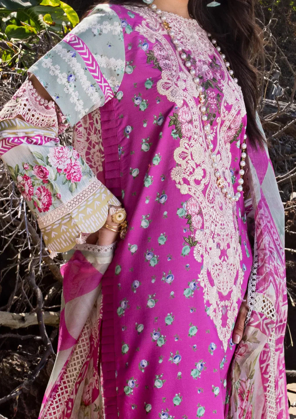 Elaf Premium | Signature Embroidered Lawn 24 | ESL-04B ENCHANTMENT -  Elaf Premium Luxury - Original Designer Dress - House of Maryam