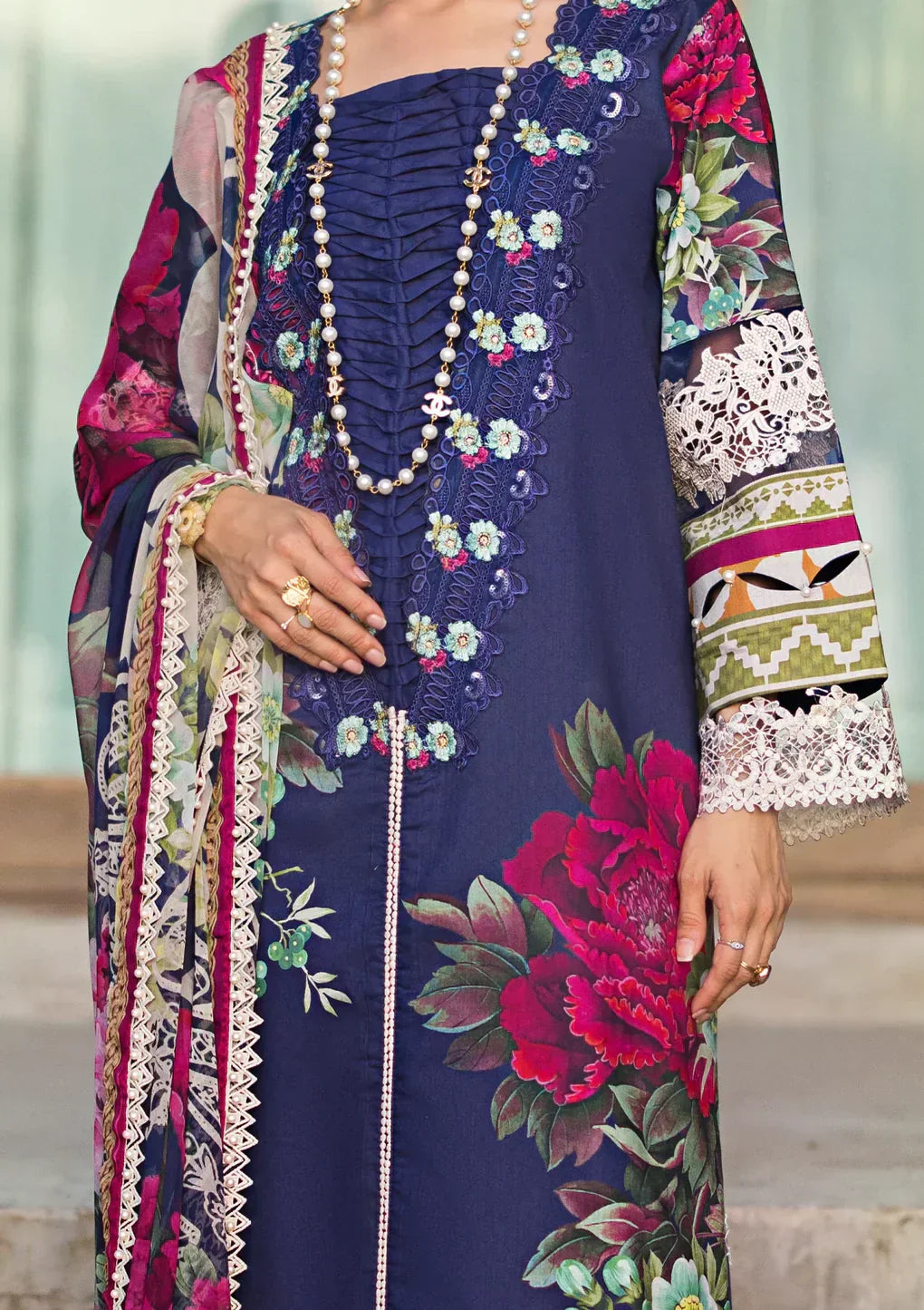 Elaf Premium | Signature Embroidered Lawn 24 | ESL-08A SINCLAIR -  Elaf Premium Luxury -  House of Maryam