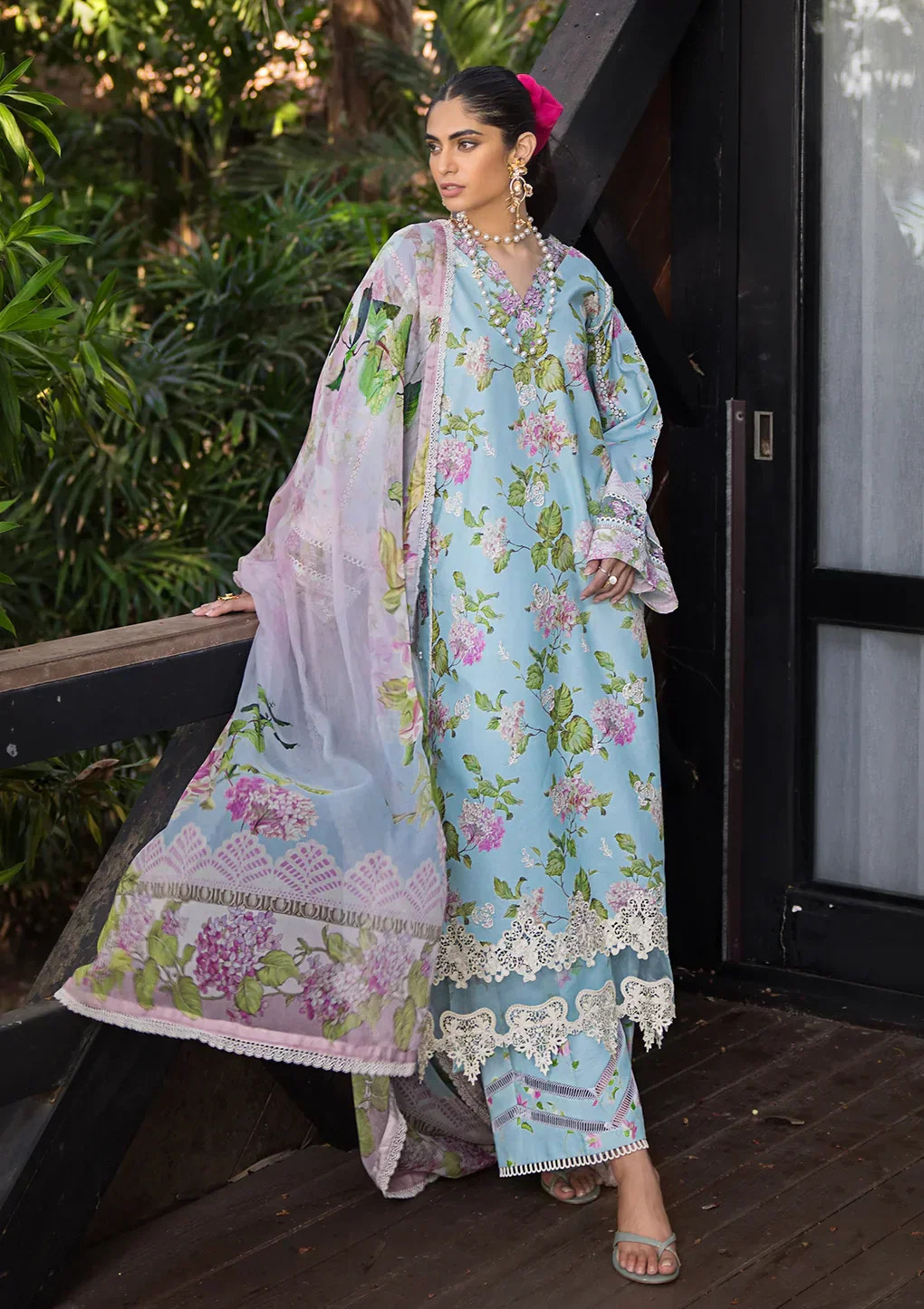 Elaf Premium | Signature Embroidered Lawn 24 | ESL-05A STARLIT HARMONY -  Elaf Premium Luxury - Original Designer Dress - House of Maryam