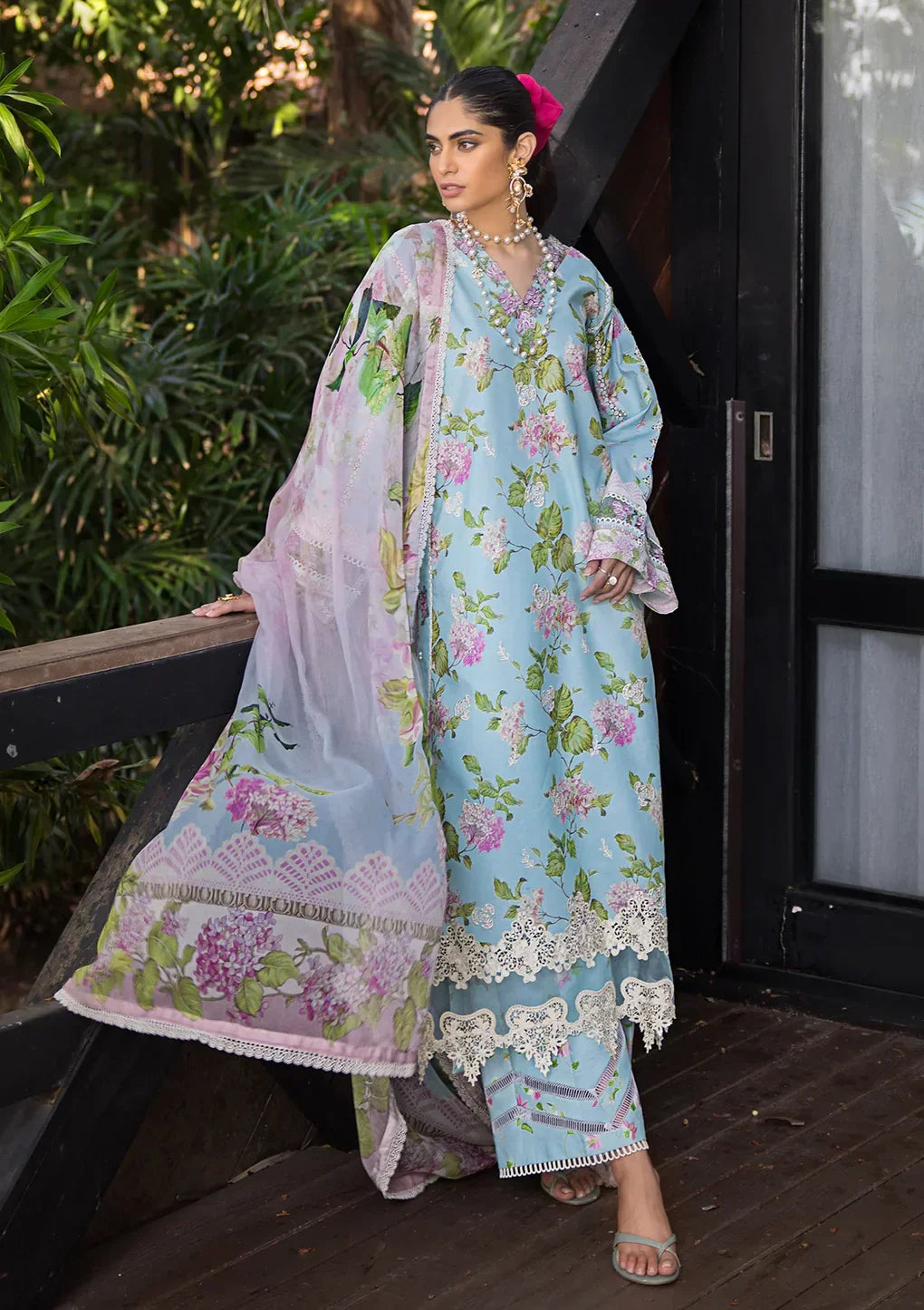 Elaf Premium | Signature Embroidered Lawn 24 | ESL-05A STARLIT HARMONY -  Elaf Premium Luxury -  House of Maryam