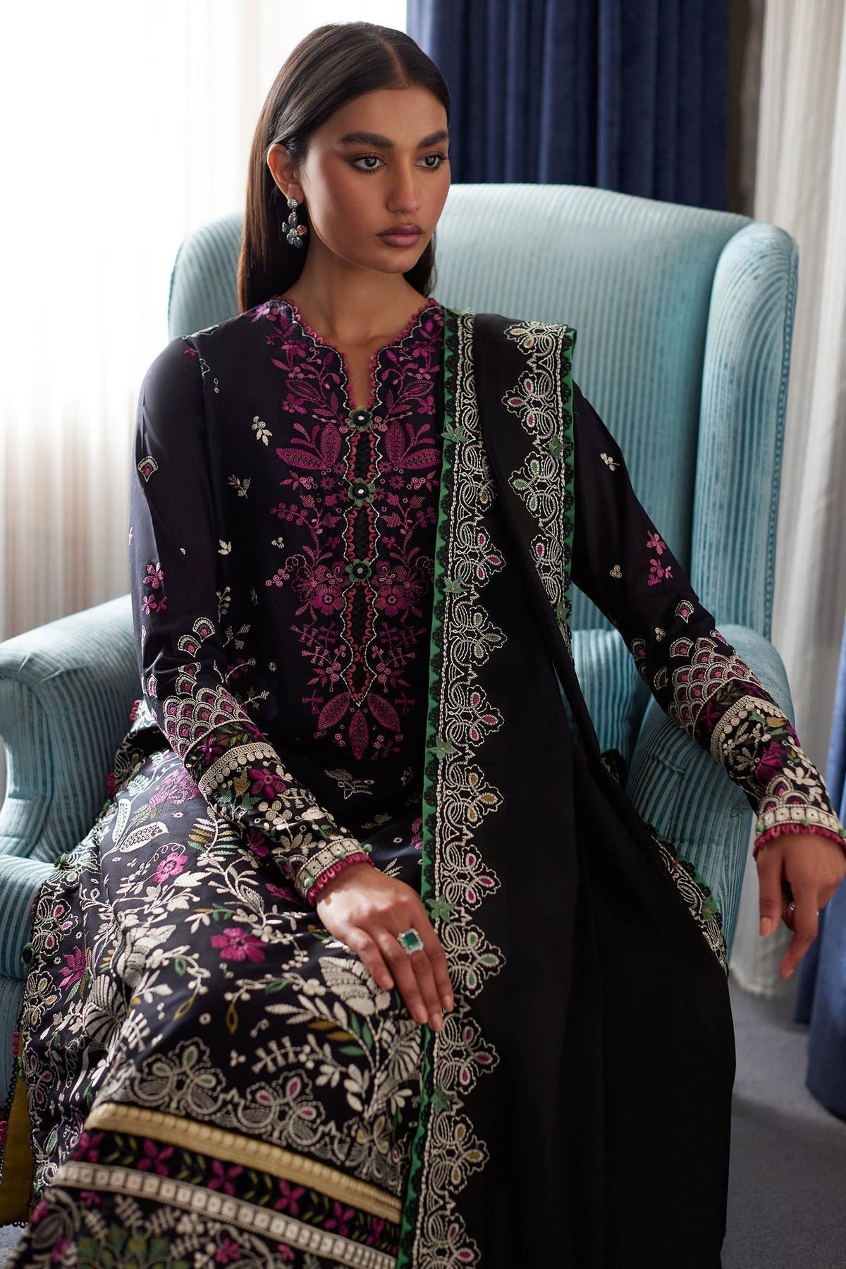 Elan | Lawn24 |QISTINA (EL24-03 B) -  Elan Luxury - Original Designer Dress - House of Maryam